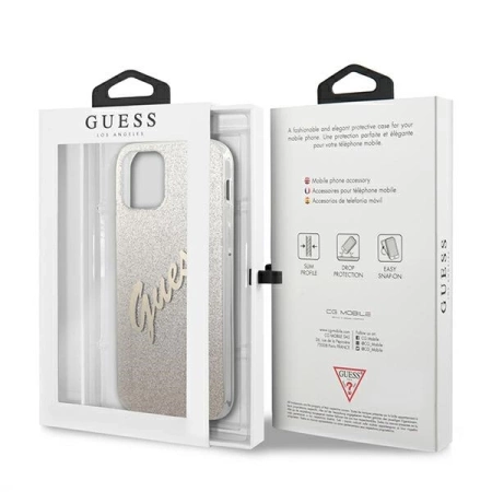 Guess Glitter Gradient Script - Etui iPhone 12 Pro Max (złoty)