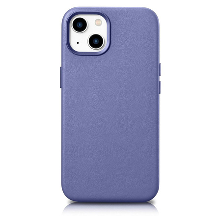 iCarer Case Leather Genuine Leather Case Cover for iPhone 14 Light Purple (WMI14220705-LP) (MagSafe Compatible)