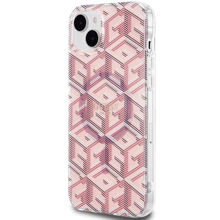 Oryginalne Etui GUESS Hardcase GUHMP15SHGCUSTGP do iPhone 15 (Kompatybilny z Magsafe / IML GCUBE / różowy)