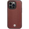 Oryginalne Etui IPHONE 14 PRO MAX BMW Leather Diamond Pattern (BMHCP14X22RFGR) burgundowe