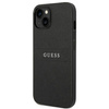 Guess Saffiano Metal Logo Stripes - Etui iPhone 14 Plus (czarny)