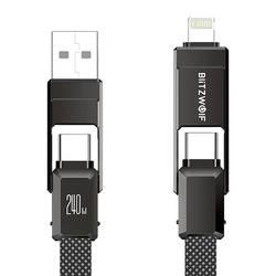 Kabel USB 4w1 Blitzwolf BW-HDC7 USB+C+Lightning 240W 1,2m (czarny)