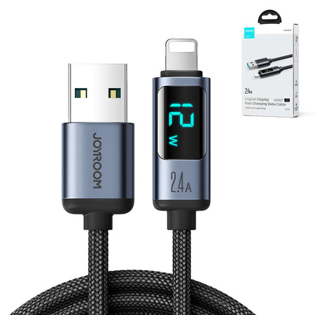 Lightning Kabel - USB A 2,4 A 1,2 m mit LED-Anzeige Joyroom S-AL012A16 - Schwarz