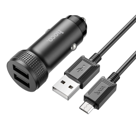 HOCO Kfz-Ladegerät Z49 2.4A 2xUSB + Kabel Micro USB schwarz