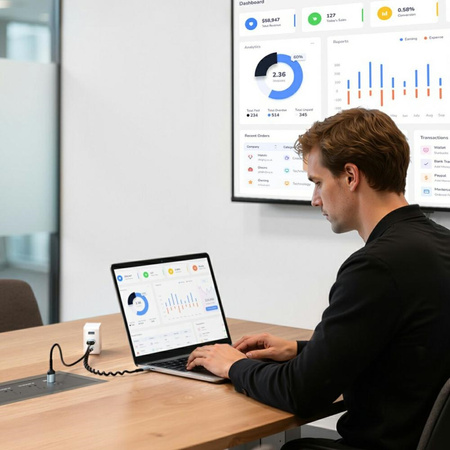 Ładowarka podróżna 4smarts Flex adapter  Hub 65W GaN USB-C/USB-A/HDMI biały