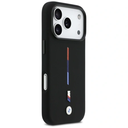 Etui BMW M Silicon Tricolor Line MagSafe na iPhone 17 Pro - czarne