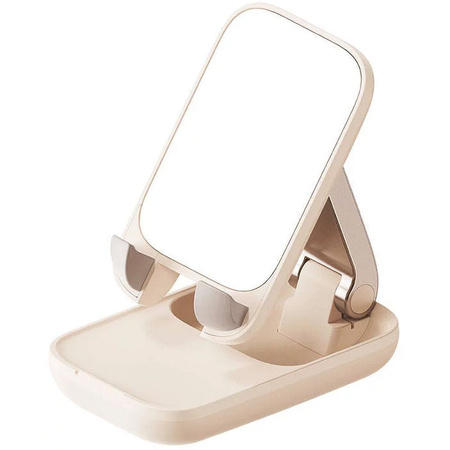 Adjustable phone stand with mirror Baseus Seashell Series - beige