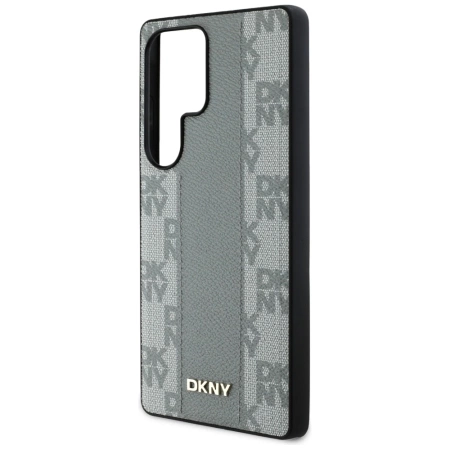 DKNY Leather Checkered Pattern MagSafe Case for Samsung Galaxy S25 Ultra - Gray