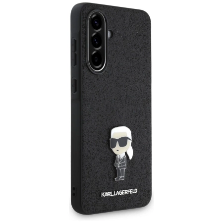 Karl Lagerfeld Fixed Glitter Ikonik Logo Metal Pin Case für Samsung Galaxy A56 - Schwarz