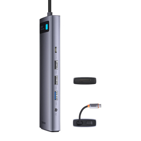 Baseus Metal Gleam multi-functional HUB USB Type C 12in1 HDMI / DP / USB Type C / minijack 3.5mm / RJ45 / SD (WKWG020213)