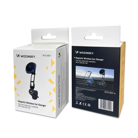 Wozinsky WCT5-6S2Y Autohalterung mit Qi/MagSafe 15W induktivem Ladegerät für Lüftungsschlitze - Schwarz