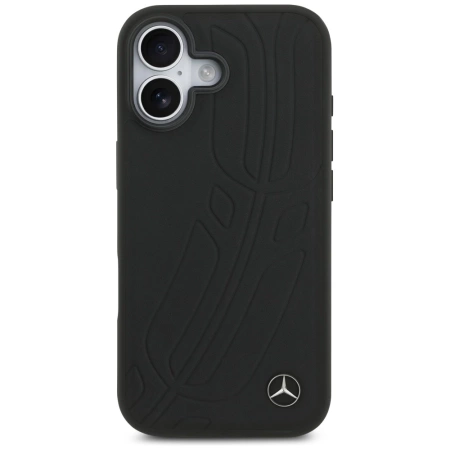 Mercedes Leather Large Laurel Leave MagSafe Case for iPhone 17 - Black