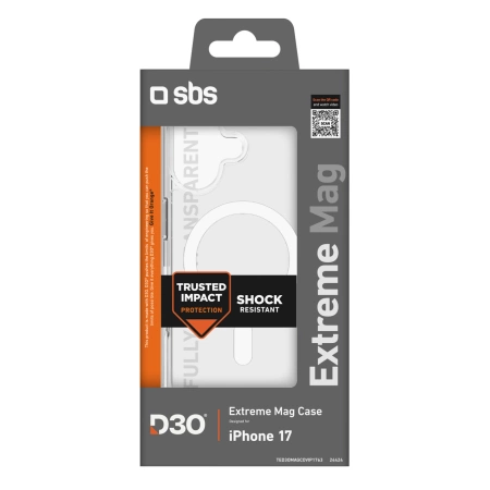Etui SBS Extreme Mag z technologią D3O na iPhone 17 - przezroczyste