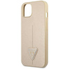 Oryginalne Etui IPHONE 14 Guess Hardcase Saffianotriangle Logo (GUHCP14SPSATLE) beżowe