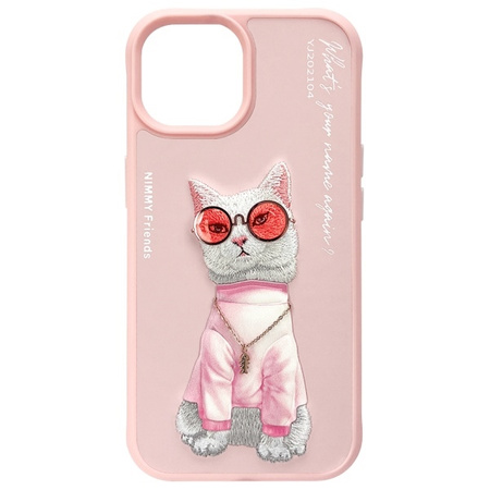 Nimmy etui iPhone 15 6.1" różowy/pink     Glasses Cool Cat