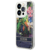 Case IPHONE 14 PRO Guess Hardcase Flower Liquid Glitter blue