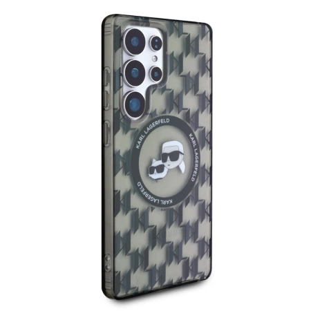 Etui Karl Lagerfeld Button Karl & Choupette Heads On KL Pattern MagSafe Samsung Galaxy S25 Ultra czarny
