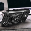 Hybrid Armor Camshield Panzerhülle für iPhone 16 mit Kameraabdeckung und Ständer – Schwarz