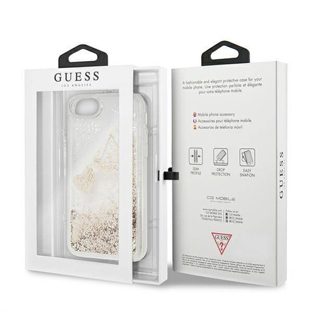 Original Handyhülle IPHONE SE 2022 / SE 2020 / 7 / 8 Guess Hardcase Glitter Charms (GUOHCI8GLHFLGO) gold
