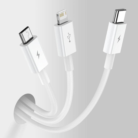 Baseus Superior 3w1 kabel USB - Lightning / USB Typ C / micro USB 3,5 A 1,5 m Biały (CAMLTYS-02)