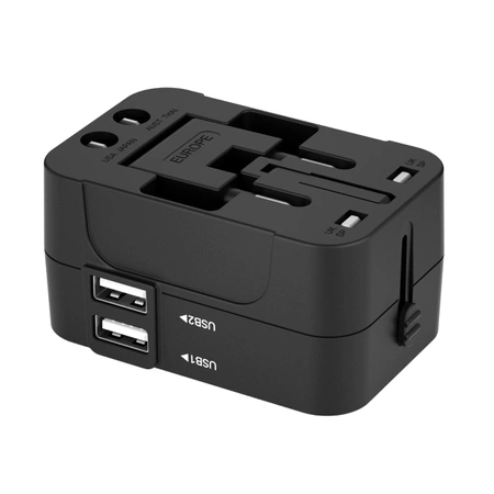 Wozinsky WUTWC Reiseadapter universal 24W EU / US / AUS / UK / 2x USB-A - Schwarz