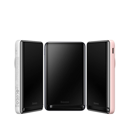 Baseus Magnetic Bracket Wireless Fast Charge Power Bank 10000mAh 20W  Pink  (With Baseus Xiaobai series fast charging Cable Type-C to Type-C 60W(20V/3A) 50cm  White) Overseas Edition
