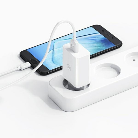 USAMS Ład. siec. 18W + kabel USB-C/USB-A1m Fast Charging biały/white series SC SCXLTZ02
