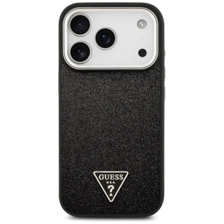 Etui Guess Glitter Triangle Logo MagSafe na iPhone 17 Pro - czarne