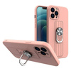 Ring Case Silikonhülle mit Fingergrip und Boden für Samsung Galaxy S21 FE rosa