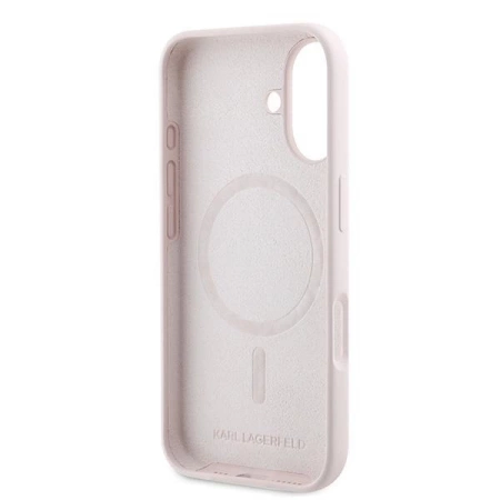 Karl Lagerfeld Silikonhülle Heads Print MagSafe für iPhone 16 Plus - Rosa
