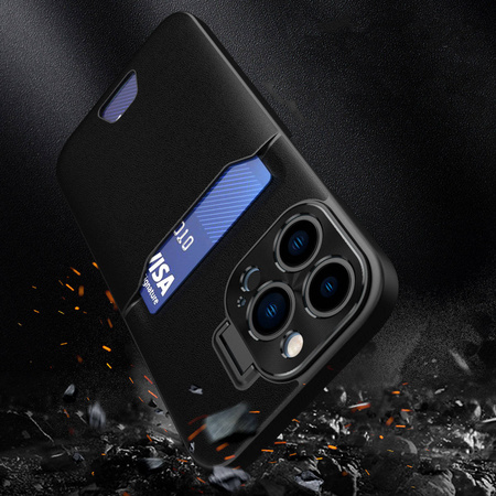 Leder Stand Case für iPhone 14 Pro Max Cover Card Wallet mit Ständer schwarz