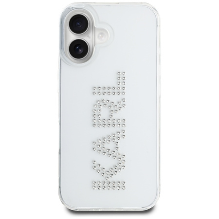 Original Handyhülle IPHONE 16 Karl Lagerfeld IML Rhinestones Logo transparent