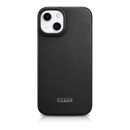 iCarer CE Premium Leather Folio Case skórzane etui iPhone 14 Plus z klapką magnetyczne MagSafe czarny (WMI14220715-BK)