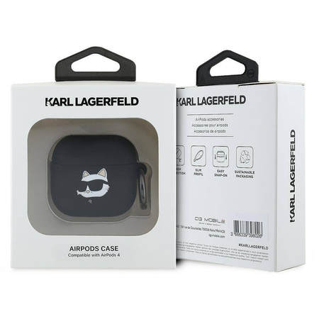 Original Handyhülle APPLE AIRPODS 4 Karl Lagerfeld Silicone Choupette Head 3D (KLA4RUNCHK) schwarz