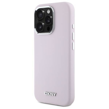 Original Case IPHONE 16 PRO MAX DKNY Hardcase Liquid Silicone Small Metal Logo MagSafe (DKHMP16XSMCHLP) pink