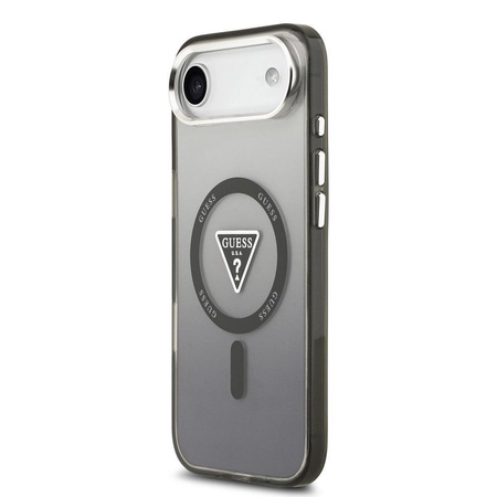 Guess Nakładka Magsafe IML Gradient Case With Print Triangle Logo & Silver Metal Camera Buttons Do iPhone 17 Air Czarna