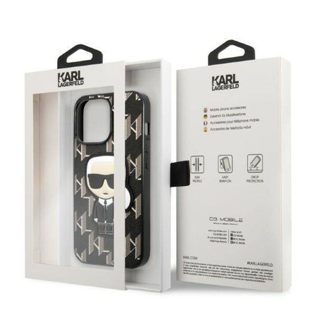 Original Case IPHONE 13 PRO Karl Lagerfeld Hardcase Monogram Ikonik Patch black