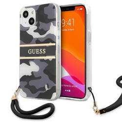 Guess nakładka do iPhone 13 Mini 5,4" GUHCP13SKCABBK czarny hard case Camo Strap Collection