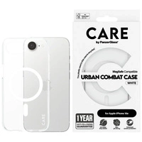 CARE by PanzerGlass Flagship Urban Combat White MagSafe iPhone 16e Hülle - Durchsichtig