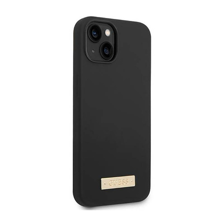 Guess Silicone Logo Plate MagSafe - Etui iPhone 14 Plus (czarny)
