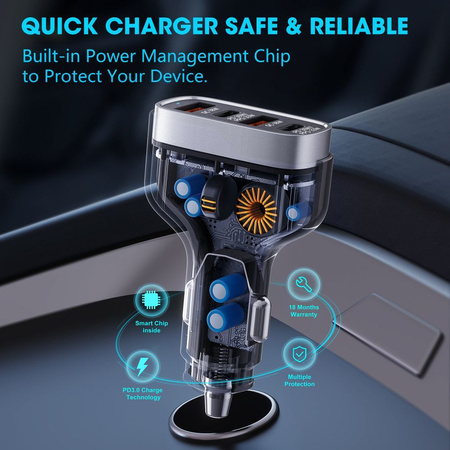 VEGER ładowarka samochodowa 2xUSB + 2xTyp C PD 66W CC53-2A2C czarna