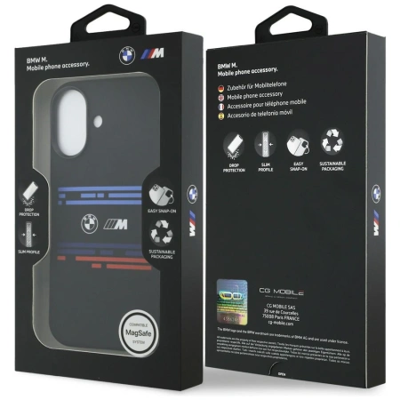 Etui BMW M Silicon Horizontal Line MagSafe na iPhone 17 - czarne