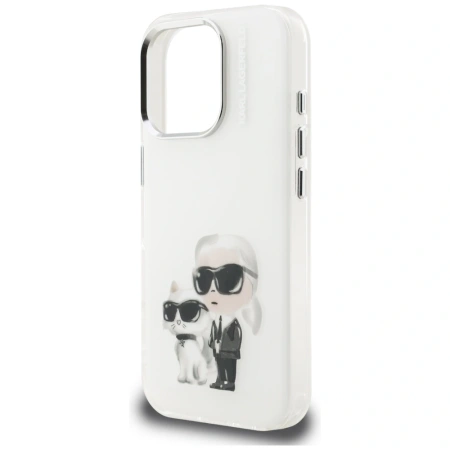 Etui Karl Lagerfeld IML Aquarelle Karl & Choupette & Logo na iPhone 16 Pro - białe