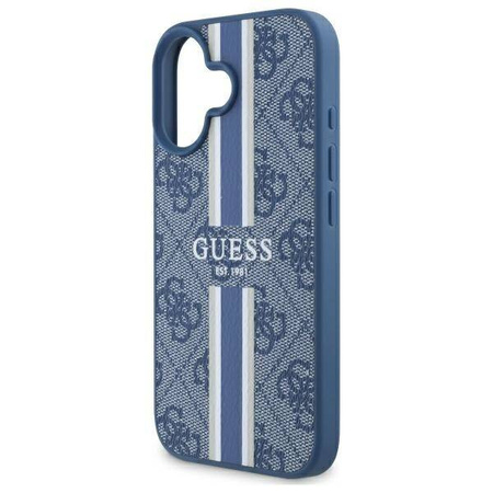 Original Handyhülle IPHONE 16 Guess Hardcase 4G Printed Stripes MagSafe (GUHMP16SP4RPSB) blau
