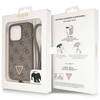 Original Handyhülle IPHONE 14 PRO Guess Hardcase Crossbody 4G Metal Logo (GUHCP14LP4TDSCPW) braun