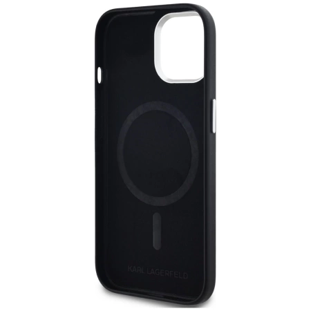 Karl Lagerfeld FW Metal Plate MagSafe iPhone 15 Case - Black