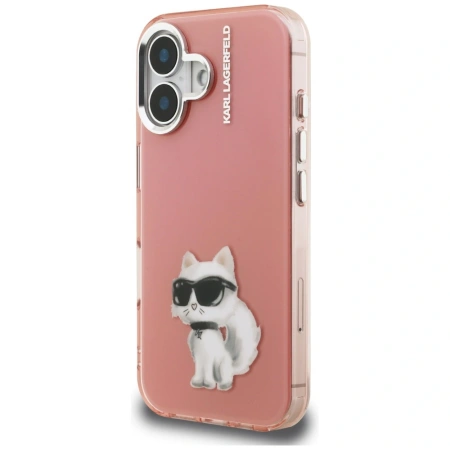 Etui Karl Lagerfeld IML Aquarelle Choupette & Logo na iPhone 16 - różowe
