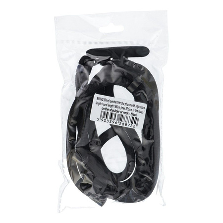 Zawieszka SWING (8mm) do telefonu z regulacją długości / długość sznura 165cm (max 82,5cm w pętli) / na ramię lub szyję - czarny