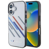 Original Handyhülle IPHONE 16 PLUS BMW Hardcase Motosport IML Random Stripes (BMHCP16M23HTRAG) grau