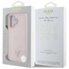 Guess Grained Hot Stamp Peony Triangle Logo MagSafe - Etui do iPhone 16 (różowy)
